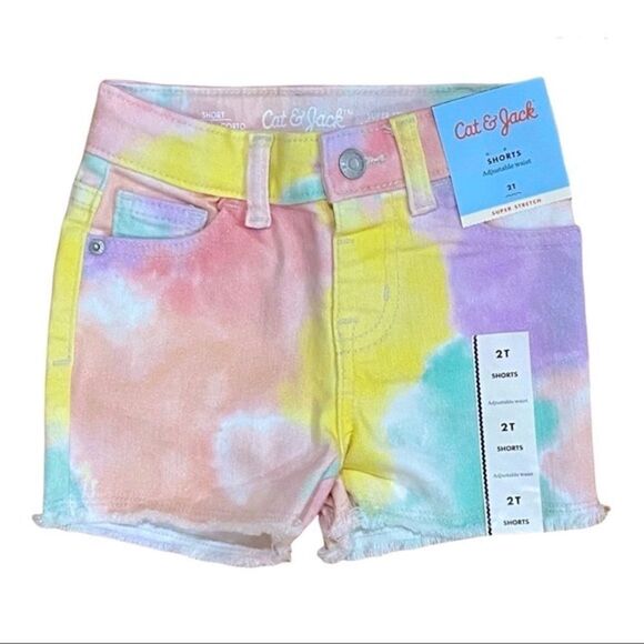 Cat & Jack Girls Tie Dye Jean Shorts - Picture 1 of 3